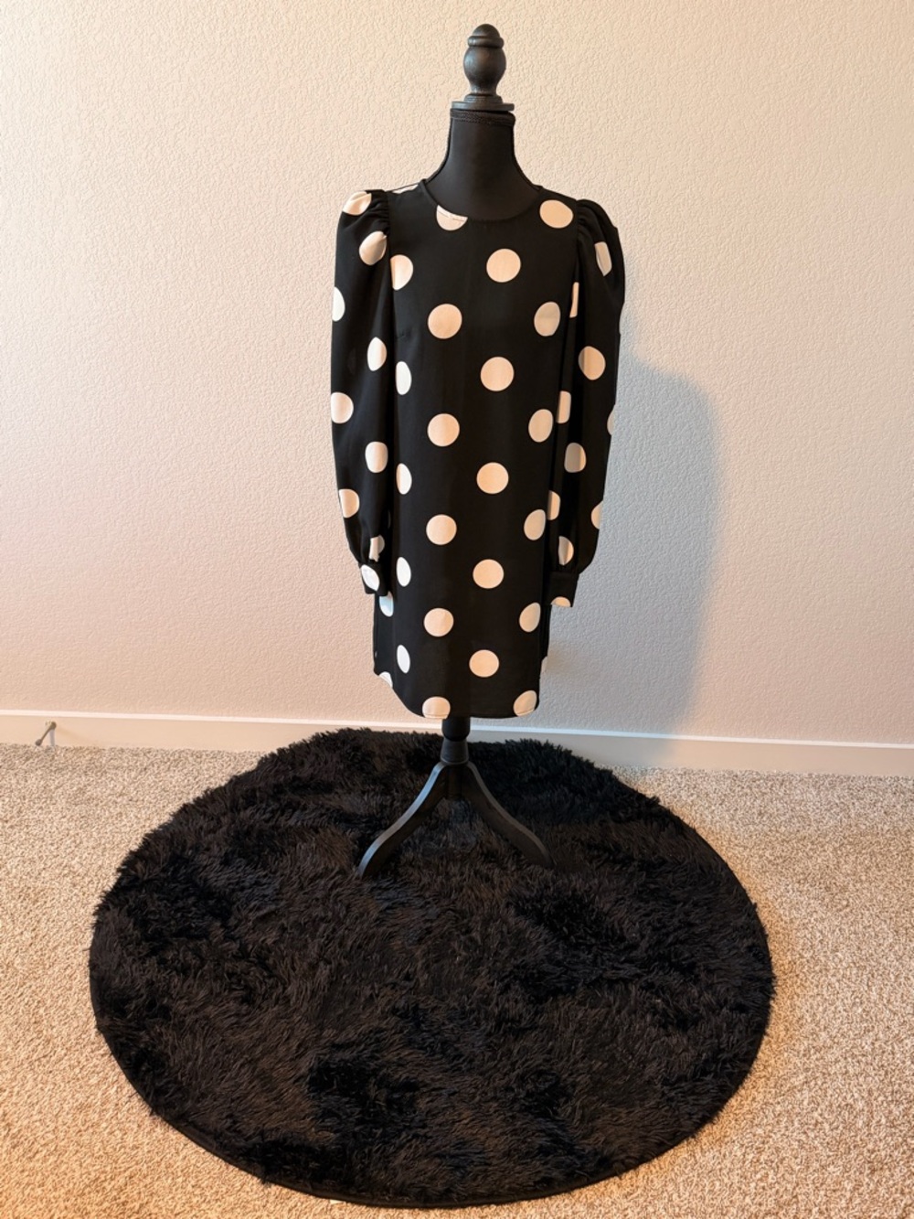 Polka Dot Mini Dress | Puff Sleeve | Chic Minimalist | Date Night | XS